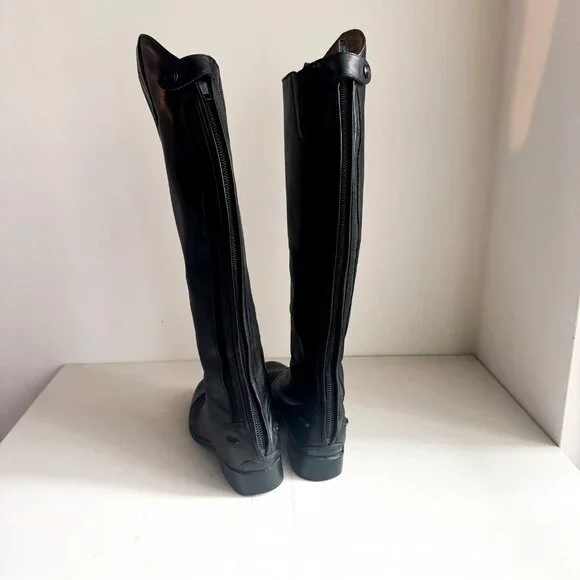 Ariat Black Back Zipper Black Leather Riding Boots 8B